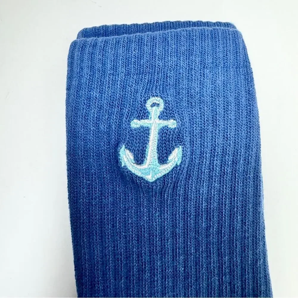 American Eagle Women's Preppy Style Crew Socks with Anchor Design One Pack NWT